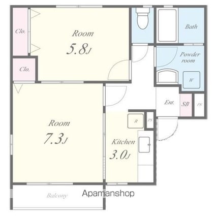 リーフレジデンス　東館[2K/40.08m2]の間取図
