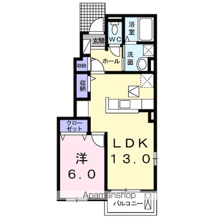 ジェルメ　ＫＥＨ　Ａ棟[1LDK/45.82m2]の間取図
