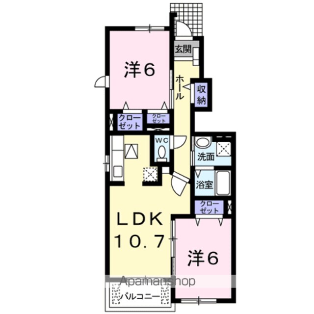 アーデン西浜　Ⅲ[2LDK/55.42m2]の間取図