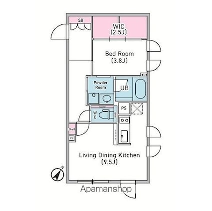 デュオメゾン渋谷松濤[1LDK/40.26m2]の間取図
