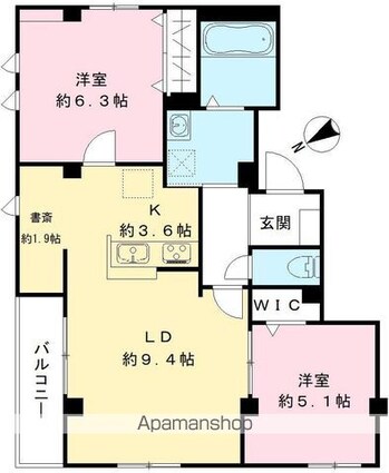 Ｈａｂｉｔａｔ　Ｋａｍａｄａ[2SLDK/57.5m2]の間取図