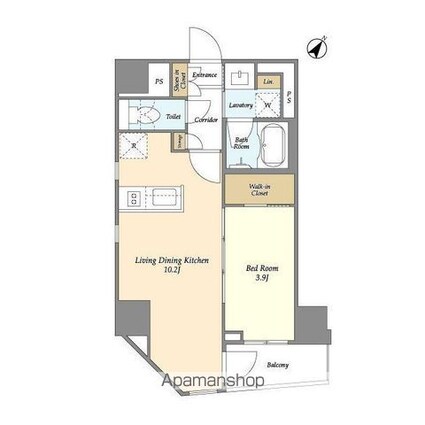 ジオエント日本橋小伝馬町[1LDK/35.69m2]の間取図