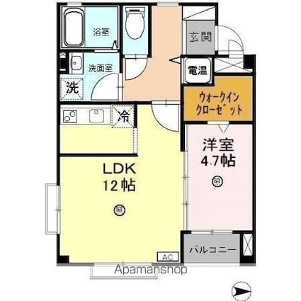 ＪＥＷＥＬ[1LDK/44.8m2]の間取図