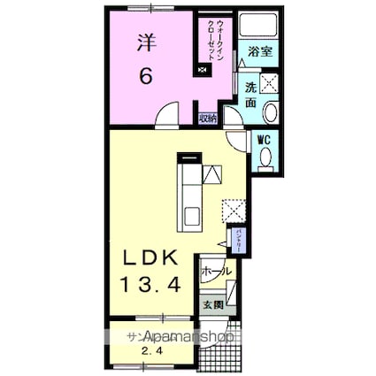 パインビレッジ　ビオーラ[1LDK/47.08m2]の間取図