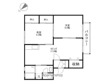 ファミール林[2LDK/52.09m2]の間取図