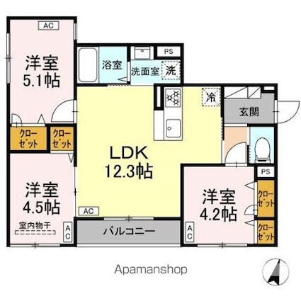 セレスティア西瑞江[3LDK/57.45m2]の間取図