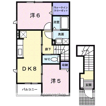 メゾン　カルム　Ⅱ[2DK/49.86m2]の間取図