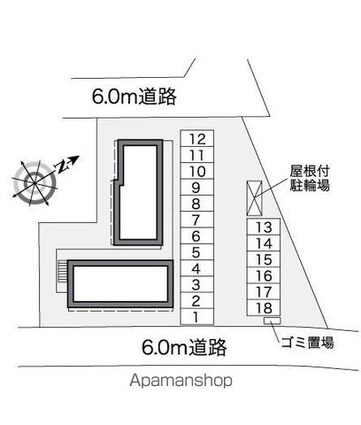レオパレスフォレストコートⅡ[1K/23.18m2]の配置図