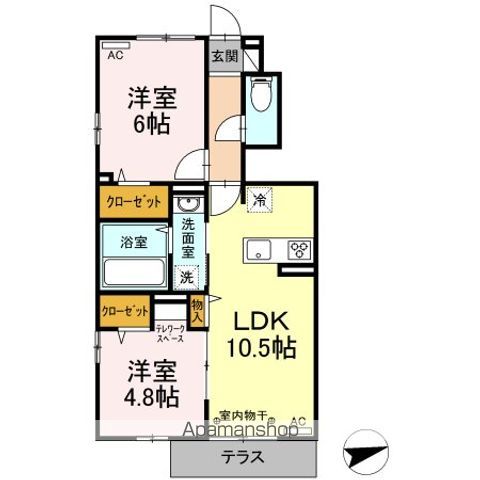 ウォールナッツガーデン 101 ｜ 東京都小金井市東町５丁目28-16（賃貸アパート2LDK・1階・50.69㎡） その2