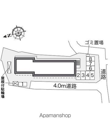 レオパレスみどりⅢ[1K/19.87m2]の配置図