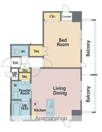 サンドキャッスル佐古一番町[1LDK/54.96m2]の間取図