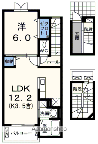 福生市北田園のアパートの間取り