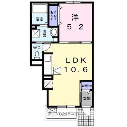 ロックフィールドⅣ[1LDK/37.38m2]の間取図