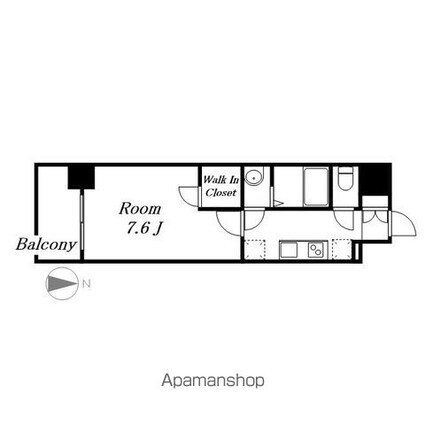 ディアレイシャス名古屋ステーション[1K/25.84m2]の間取図