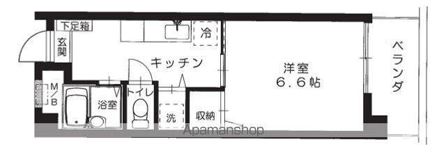広島県広島市中区舟入幸町[1DK/23.53m2]の間取図