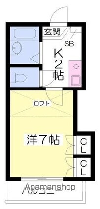 ラポール拓川[1K/19.09m2]の間取図