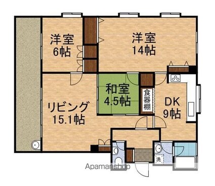 東京都立川市高松町３丁目[2LDK/101.5m2]の間取図