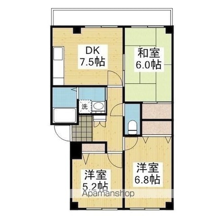 フィネス白石[3DK/58.64m2]の間取図