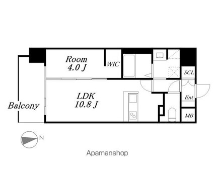 Ｔｈａｍｅｓ　ｇａｒｄｅｎ　ｐｌａｃｅ[1LDK/40.02m2]の間取図