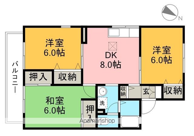 パークサイドアサヒ B棟の間取り写真
