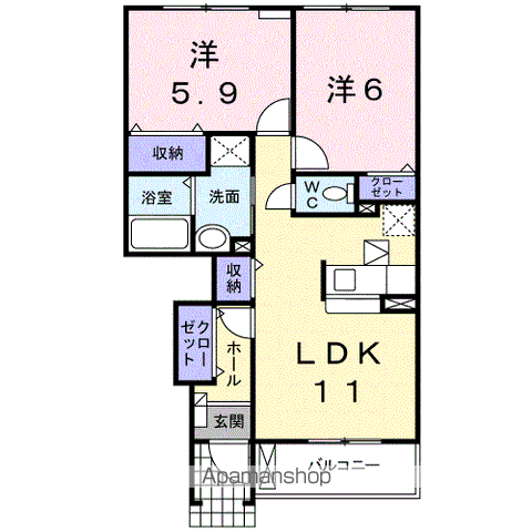 【岐阜市又丸のアパートの間取り】