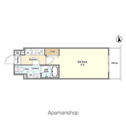 アルファコート東あずま[1K/25.78m2]の間取図
