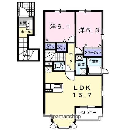 エリーゼ　Ｂ[2LDK/66.02m2]の間取図
