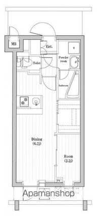 東京都中野区東中野５丁目[1DK/27.12m2]の間取図
