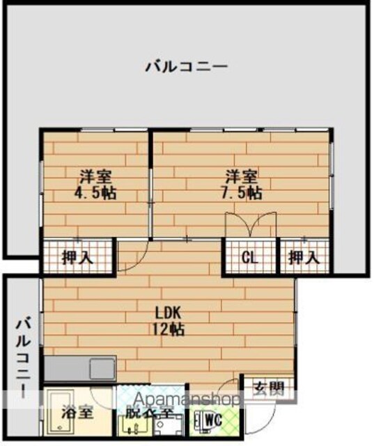 岡田ビル[2LDK/50.22m2]の間取図