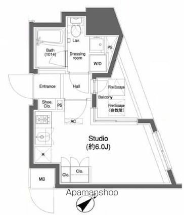 プラウドフラット白金高輪[1R/21.09m2]の間取図