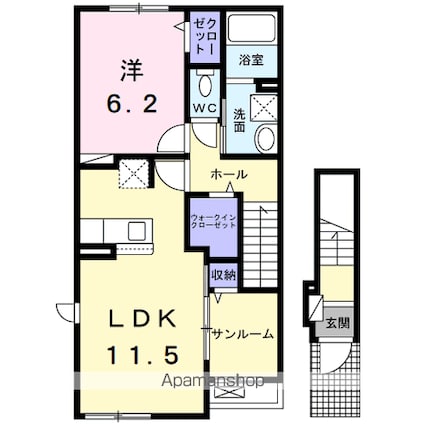 サウス　クレストⅤ[1LDK/50.96m2]の間取図