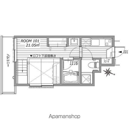 クラソ千歳烏山[1K/21.05m2]の間取図