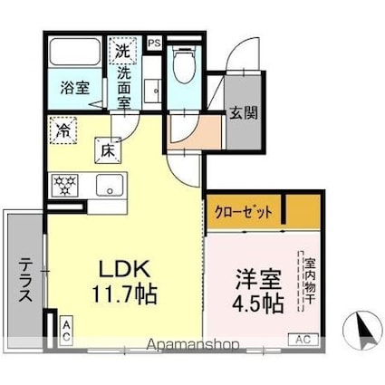ＡｓｓｅｔーＣｏｕｒｔ調布ヶ丘[1LDK/39.51m2]の間取図