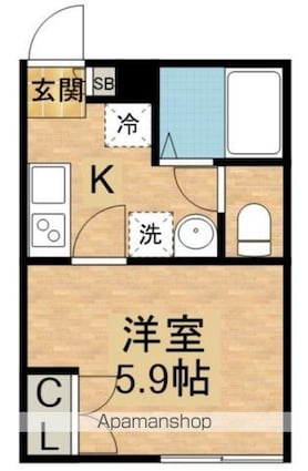 早稲田鶴巻町ＩＭＡハウス[1K/20m2]の間取図