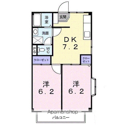 サンライズメグミＢ[2DK/42.21m2]の間取図