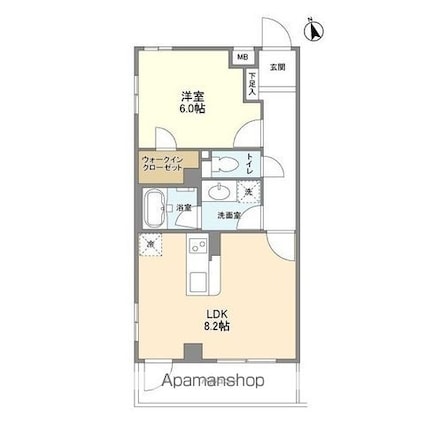 プラムガーデン関根[1LDK/42.42m2]の間取図