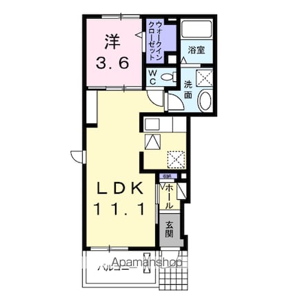 フェリオ[1LDK/37.81m2]の間取図