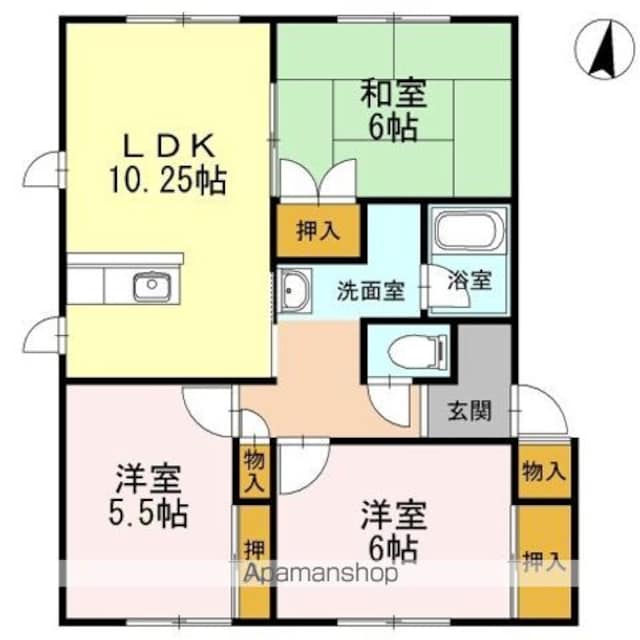 ハイネス自由ヶ丘　Ａ[3LDK/68.73m2]の間取図