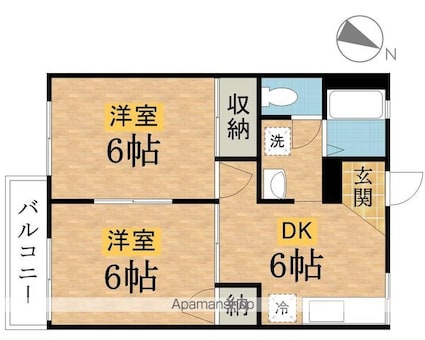 アベニュー[2DK/38.83m2]の間取図