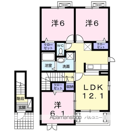 ジェルメ　４７　Ａ[3LDK/67.47m2]の間取図
