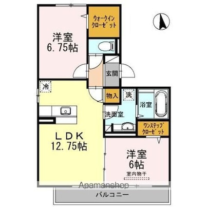 コリド黒田　Ｂ棟[2LDK/61.46m2]の間取図