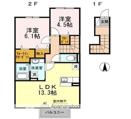 花水木[2LDK/61.7m2]の間取図