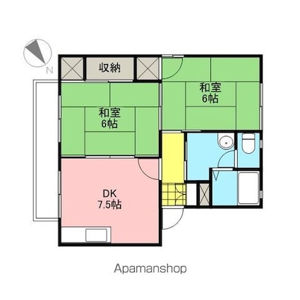 サンシャイン庚午[2DK/44.38m2]の間取図
