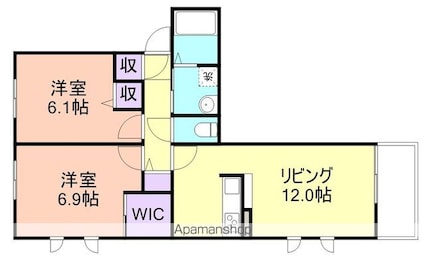 和歌山県和歌山市有家[2LDK/57.05m2]の間取図