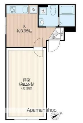 東京都新宿区四谷三栄町[1K/30.15m2]の間取図