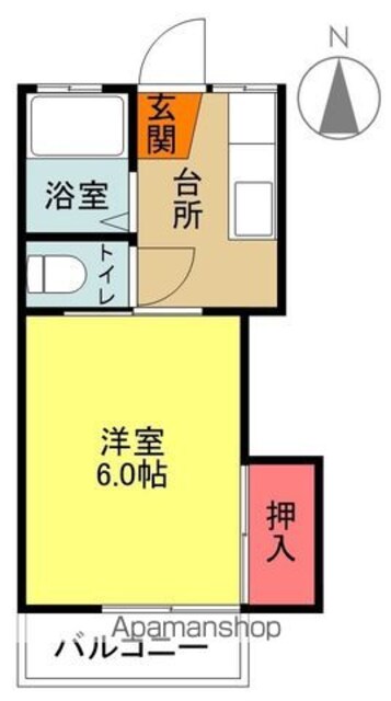 コーポアシストⅧ[1K/15.8m2]の間取図