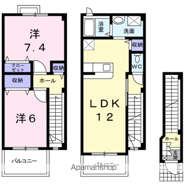 ガーデンハウス朝日山　Ｄ[2LDK/65.14m2]の間取図