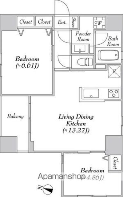 エルスタンザ神田須田町[2LDK/54.42m2]の間取図