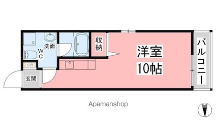 ラッキー味酒ハイツ[1R/20.66m2]の間取図