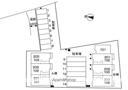 愛媛県松山市下難波[2DK/44.82m2]の配置図